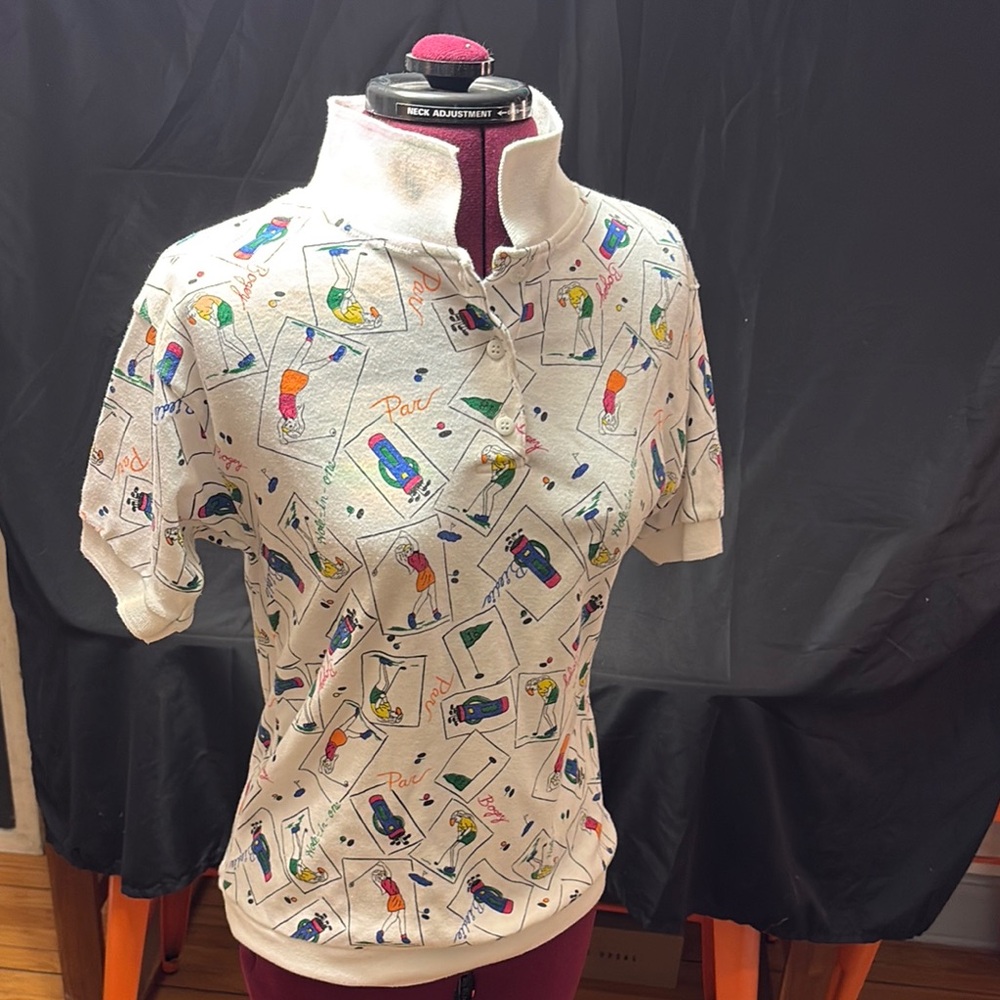 Ashley Retro and Vintage Women’s Golf Colorful Graphic Polo Shirt
